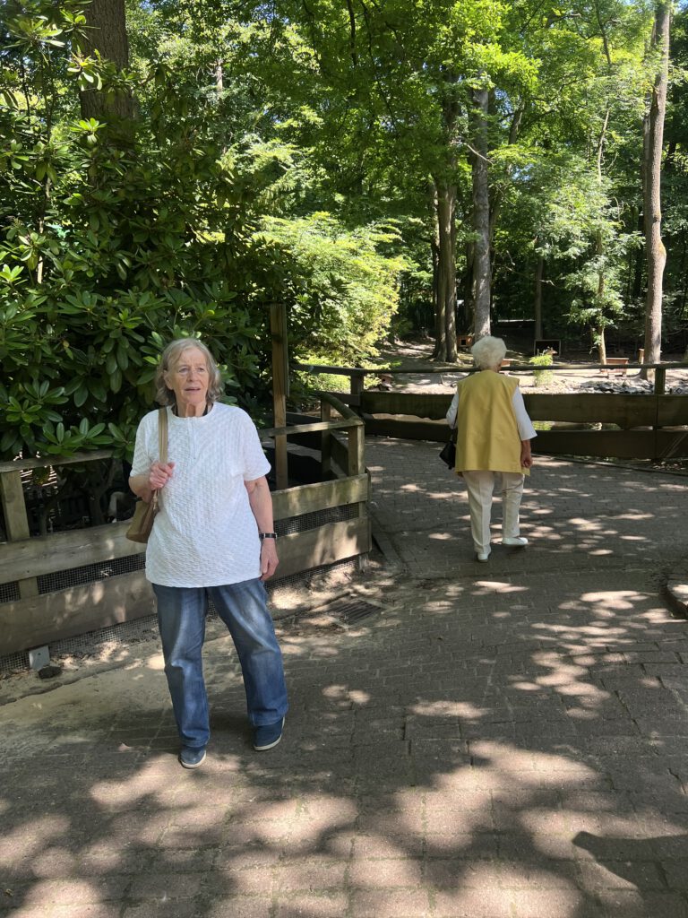 Spazierende Senioren im Tierpark.